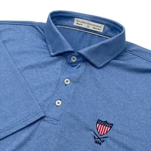 Holderness & Bourne Men's Blue Heathered Oxford Golf Polo Shirt XL Tailored Fit